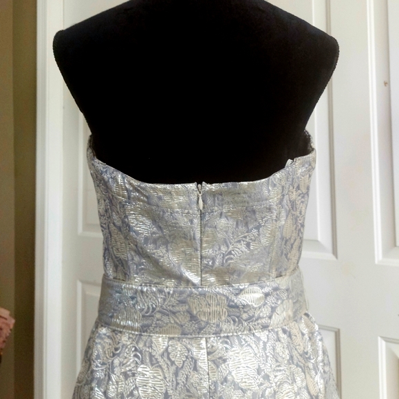 ‼️Gorgeous Badgley Mischka Cocktail/formal Sheath Brocade Dress  Silver Size 10 - Picture 5 of 8